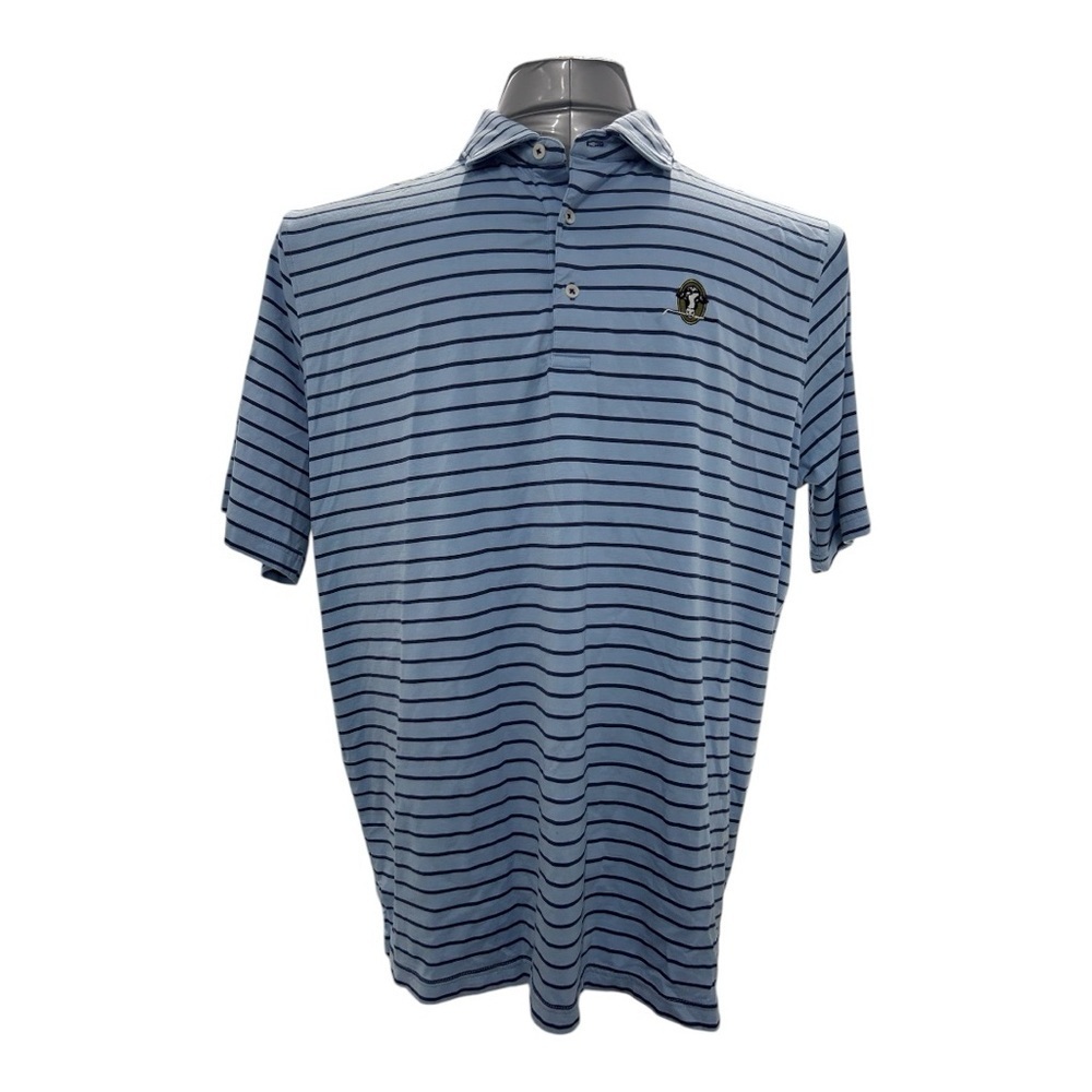 Stitch Men's Blue Striped Polo Golf Shirt Short Sleeve preppy soft